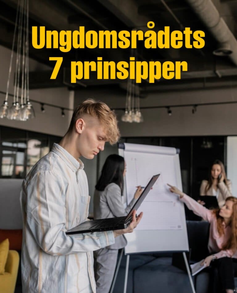 Ungdommer som samarbeider. De ser på PC og skriver på tavle. Foto